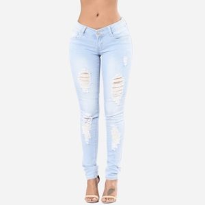 Distressed Light Wash Jeans